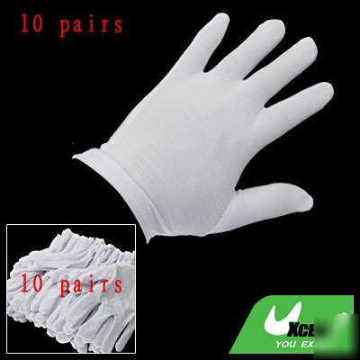 10 pairs of ladies coin inspection cotton gloves white