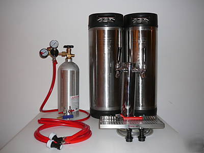 2 tap home brew keg tower kegerator kit with CO2 tank 