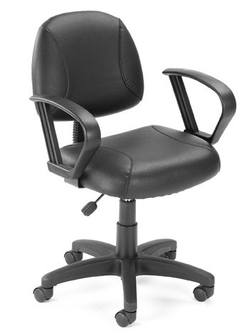 New B307 black leather office desk chair with loop arms