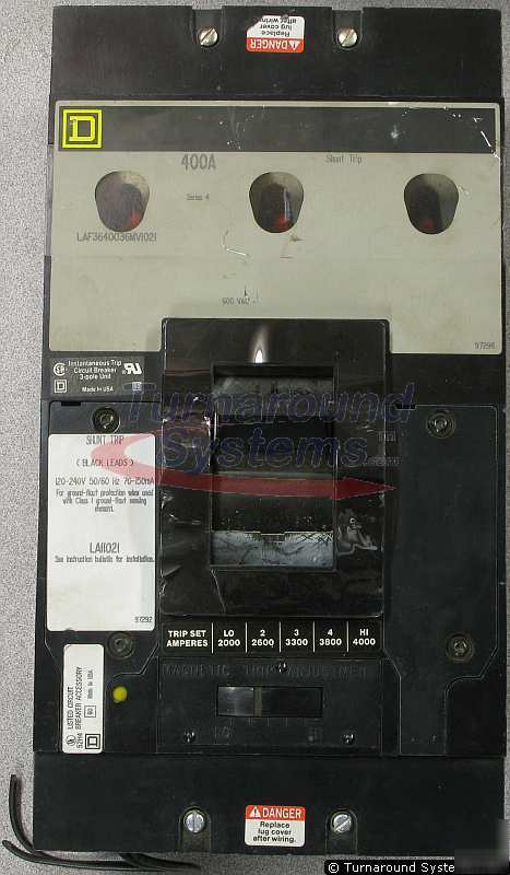 Square d LAF3640036MV1021 circuit breaker, 400 amp
