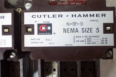 Cutler hammer nema size 5 starter cat. no. A10GN0