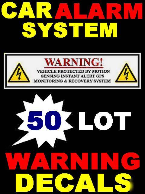 Car vehicle dealer alarm av system warning stickers lot