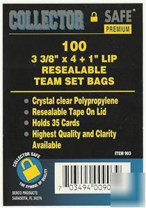 Collectors safe resealable team bags 100 ct. free ship