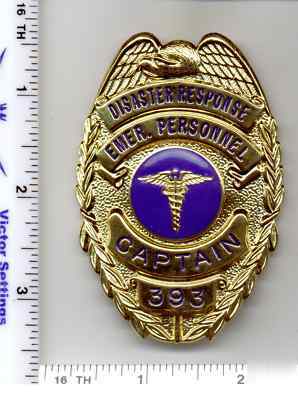 Disaster response emergency personnel captain badge