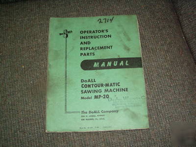 Doall MP20 vertical band saw operators manual