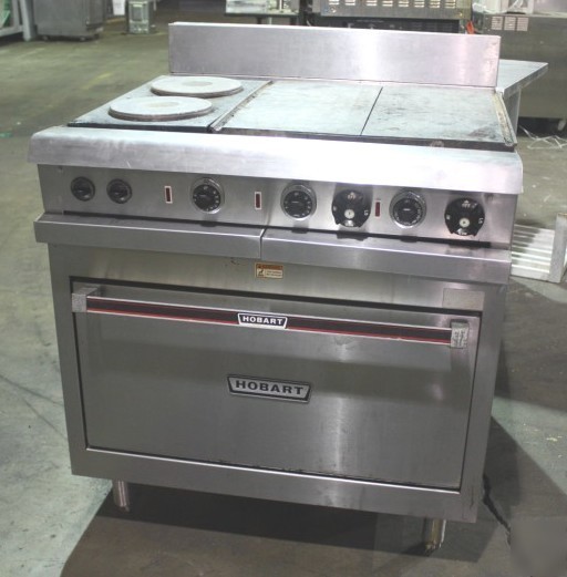Hobart HCR41 electric range w/ oven french hot plates