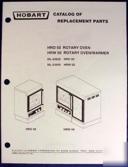Hobart hro 50/hrw 50 rotary oven/warmer parts catalog