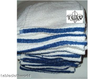 Towels bar mops blue stripe 100% cotton -- 4 dozen