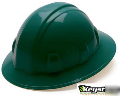 Pyramex hard hat full brim 6 point ratchet green