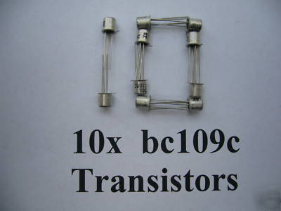 10X BC109C npn transistors metal case high gain BC109