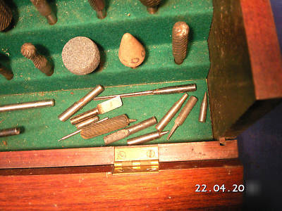 44 vintage metal reamers with wood tool dremel box 