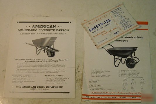 American steel c. 1930S wheelbarrows sales brochure lot