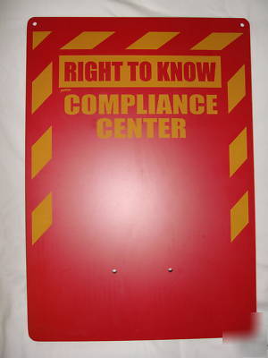 Right to know compliance center backboard, red, heavy