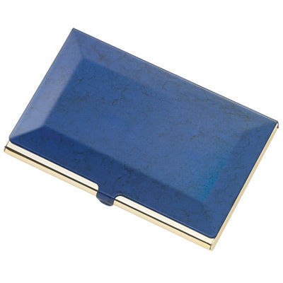 Blue marbleized business card case with free engraving