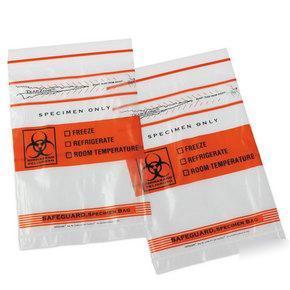Specimen biohazard bags (safeguard w/ tearzone) - 100