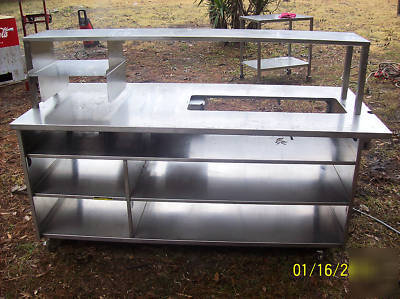 6' heated stainless steel prep, sandwich table w rack 