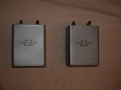 Micamold 15.0 mfd 1000 vdc oil capacitors - 1 pair (2)