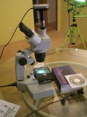 Trinocular stereo microscope & 3 mp digital cam + video