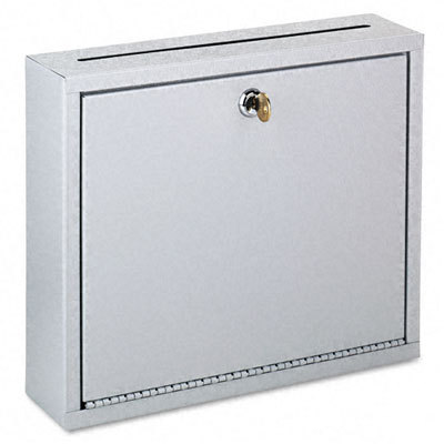 Wall-mountable interoffice mail collection box platinum