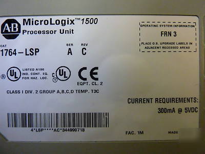Allen bradley micrologix 1500 system with 1764-lsp