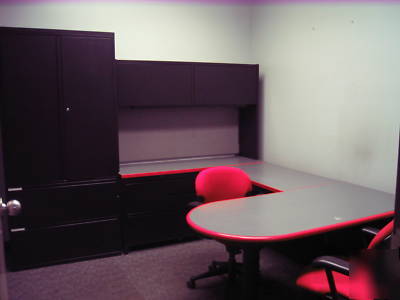 Herman miller office unit desk, chair, and credenza