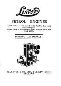 Lister stationary engine early d instruction manual