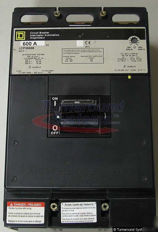Square d LCP36600 circuit breaker, 600 amp, 600 volt