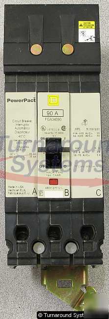 Square d FGA34090 circuit breaker, 90 amp, 35 kair