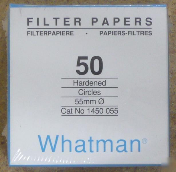 Whatman filter papers, grade 50 circles, 55 mm, 100/pk
