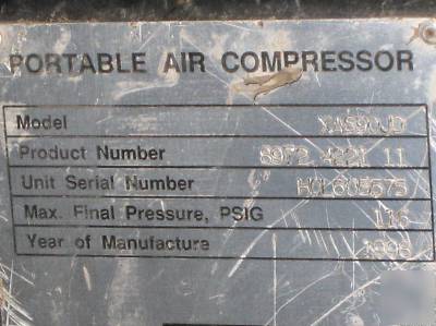 Atlas copco XAS90 XAS90JD 185CFM diesel air compressor