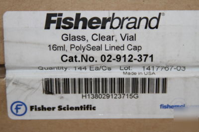 Lot 432 fisherbrand 16ML glass vials w/ caps 02-912-371
