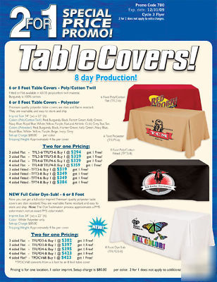 New 2 table covers custom printed promotional