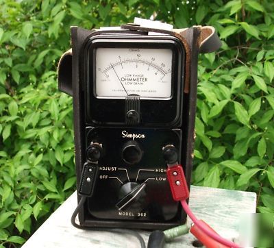 Simpson 362 ohm meter, with test leads & leather case