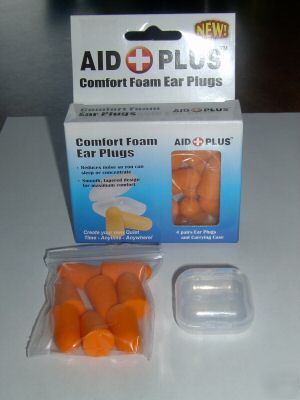 Four pairs comfort foam ear plugs with carrying case