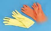 Large flock-lined latex cleaning gloves - yellow