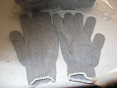 New gray knit work gloves 70% cotton 30% poly 1 dozen