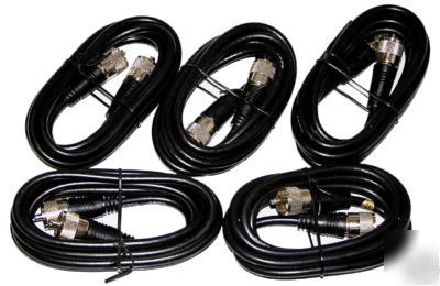 5 lot 6 ft. rg-8X black RG8X coax jumper cables pl-259