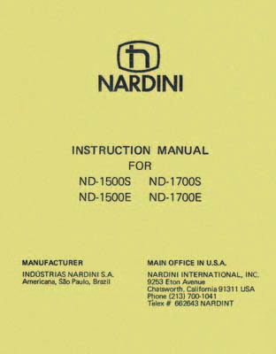 Nardini nd-1500 and nd-1700 s & e lathe manual