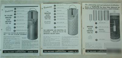 1956 hilliard hilco filters catalog specs ads elmira ny