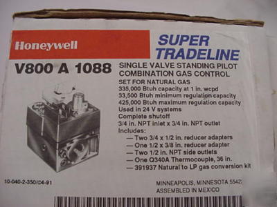Honeywell V800 a 1088 combination gas control V800A1088