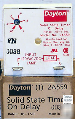 New 1 dayton 2A559 solid state timer on delay 