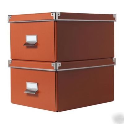 New ikea box boxes 2 pack orange office paper filing 