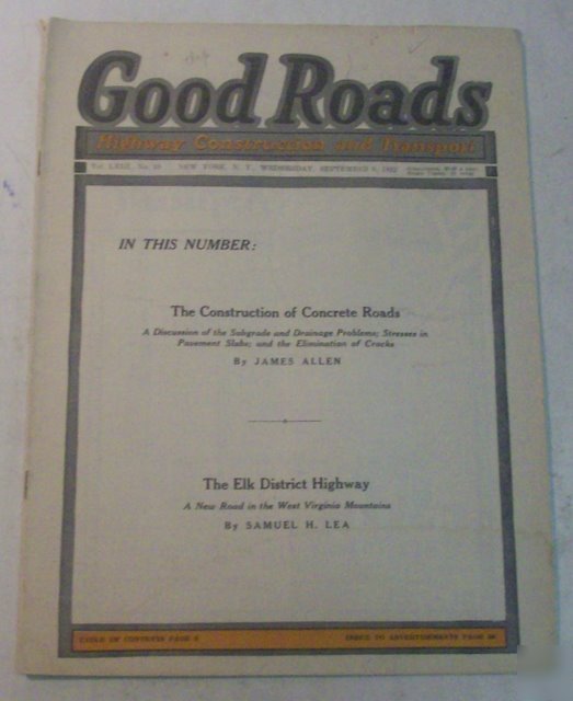 Good roads 1922 construction magazine vol.63, no.10