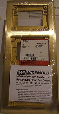 Wiremold walker rectangular floor box cover brass 837C 
