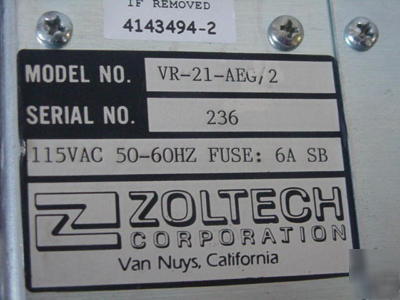 Zoltech (vr-21-aeg/2) 115V power supply remanned unit 