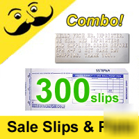 Combo 300 long sale slips & 1 metal imprinter plate