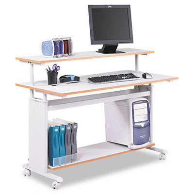 Extra wide adjustable height workstation gray pvc top