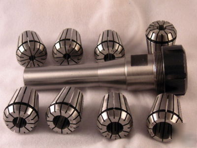 8 piece ER32 collet set with R8 collet chuck