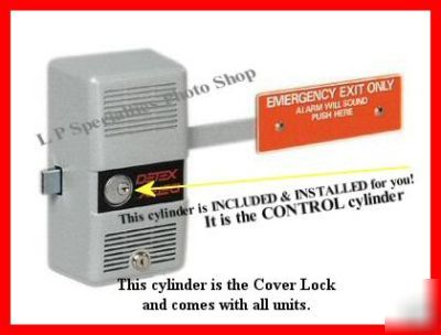 Detex ecl-230D exit control lock-w/cylinder & bar guard