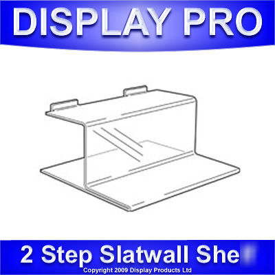 Slatwall 2 step shelf retail shelving shoe displays